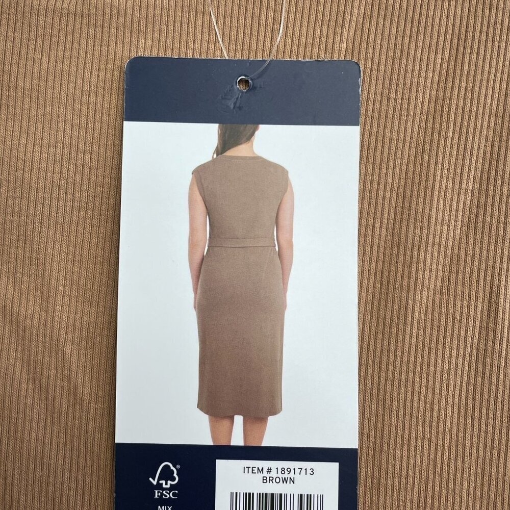 NEW Lands' End Women's Size L Sleeveless Rib Knit Midi Dress Brown - Picture 11 of 13